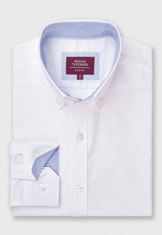 Tailored Fit Stretch Oxford Cotton Shirt - White
