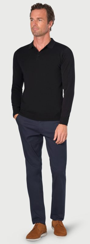 Casper Long Sleeve Polo Shirt - Black
