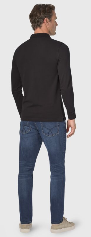 Frederick Long Sleeve Stretch Polo Shirt - Black