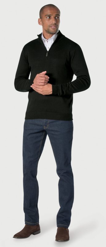 Dallas Zip Neck Jumper - Black