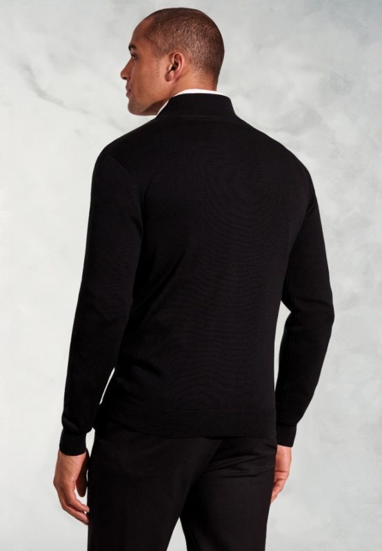 Columbus Zip Through Cardigan - Black