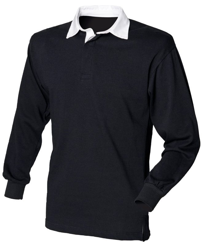 Long sleeve plain rugby shirt - Black / White