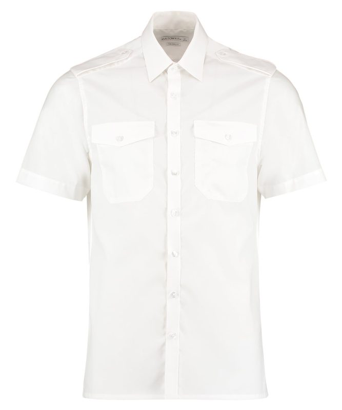 Pilot shirt short-sleeved (tailored fit) - White