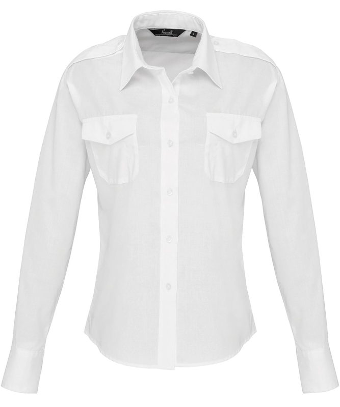 long sleeve pilot shirt - White