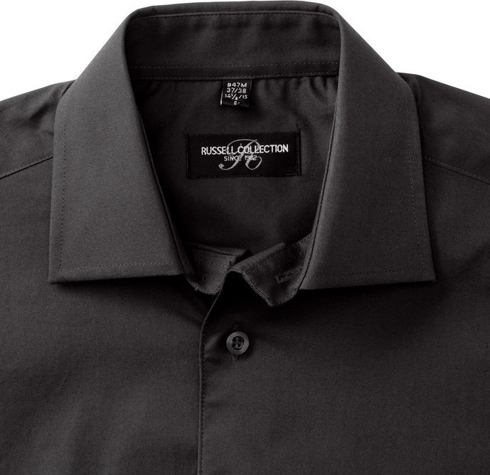 Short Sleeve Fitted Stretch Shirt - Black