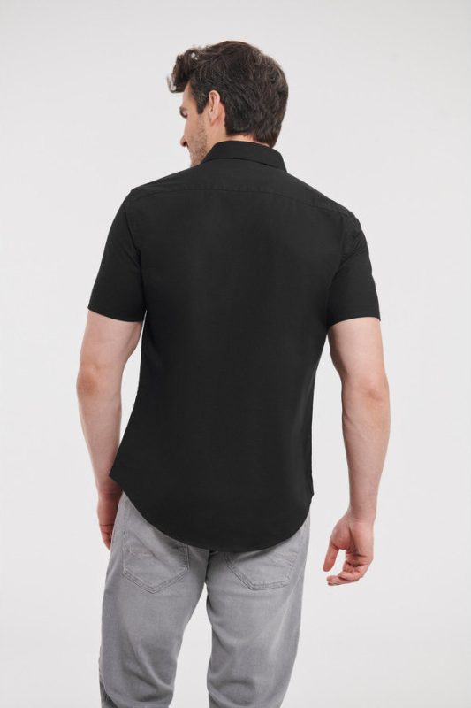Short Sleeve Fitted Stretch Shirt - Black