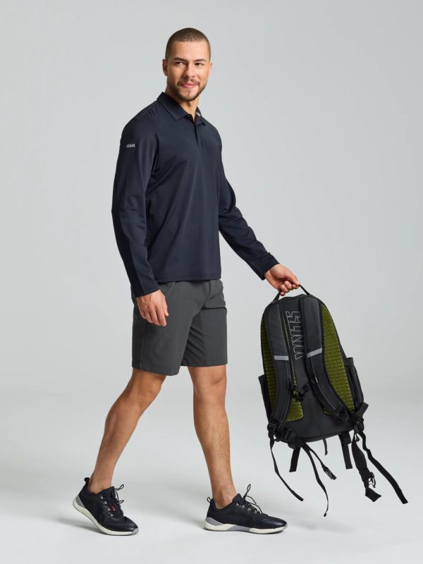 Tech Pique Polo Ls - Black Ink