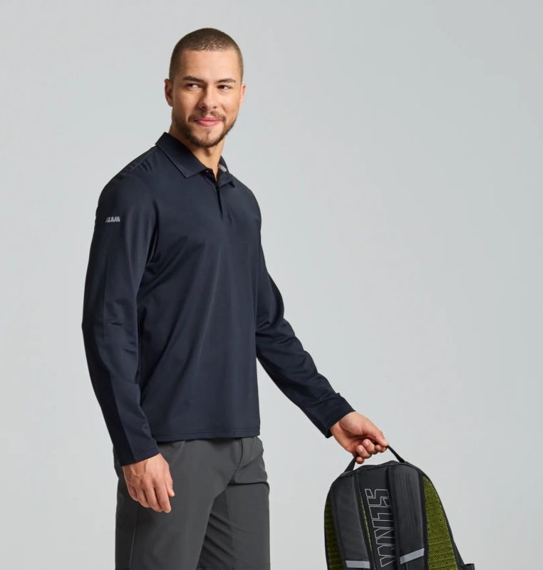Tech Pique Polo Ls - Black Ink