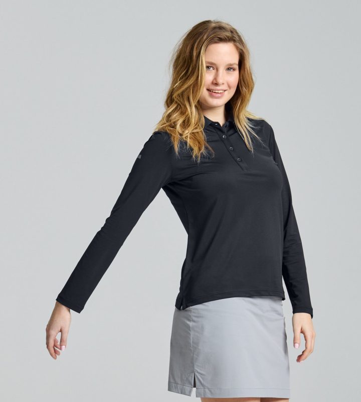Tech Pique Polo Ls - Black Ink