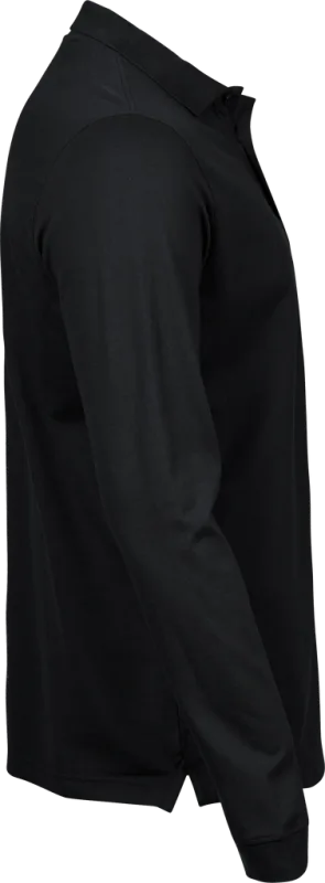 Luxury Stretch Long Sleeve Polo - Black