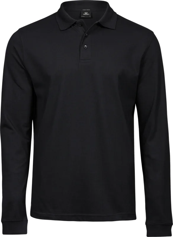 Luxury Stretch Long Sleeve Polo - Black