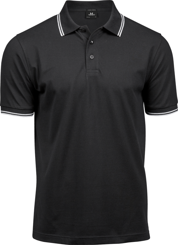 Luxury Stripe Stretch Polo - Black / White