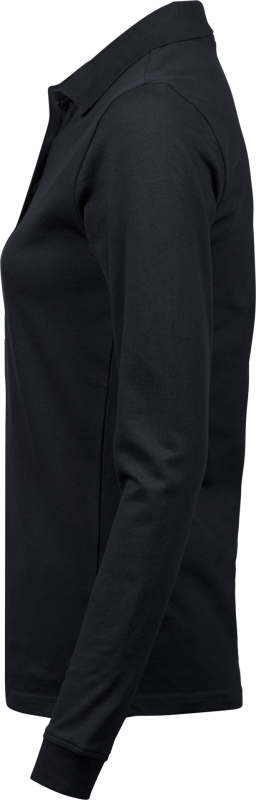 Luxury Stretch Long Sleeve Polo - Black